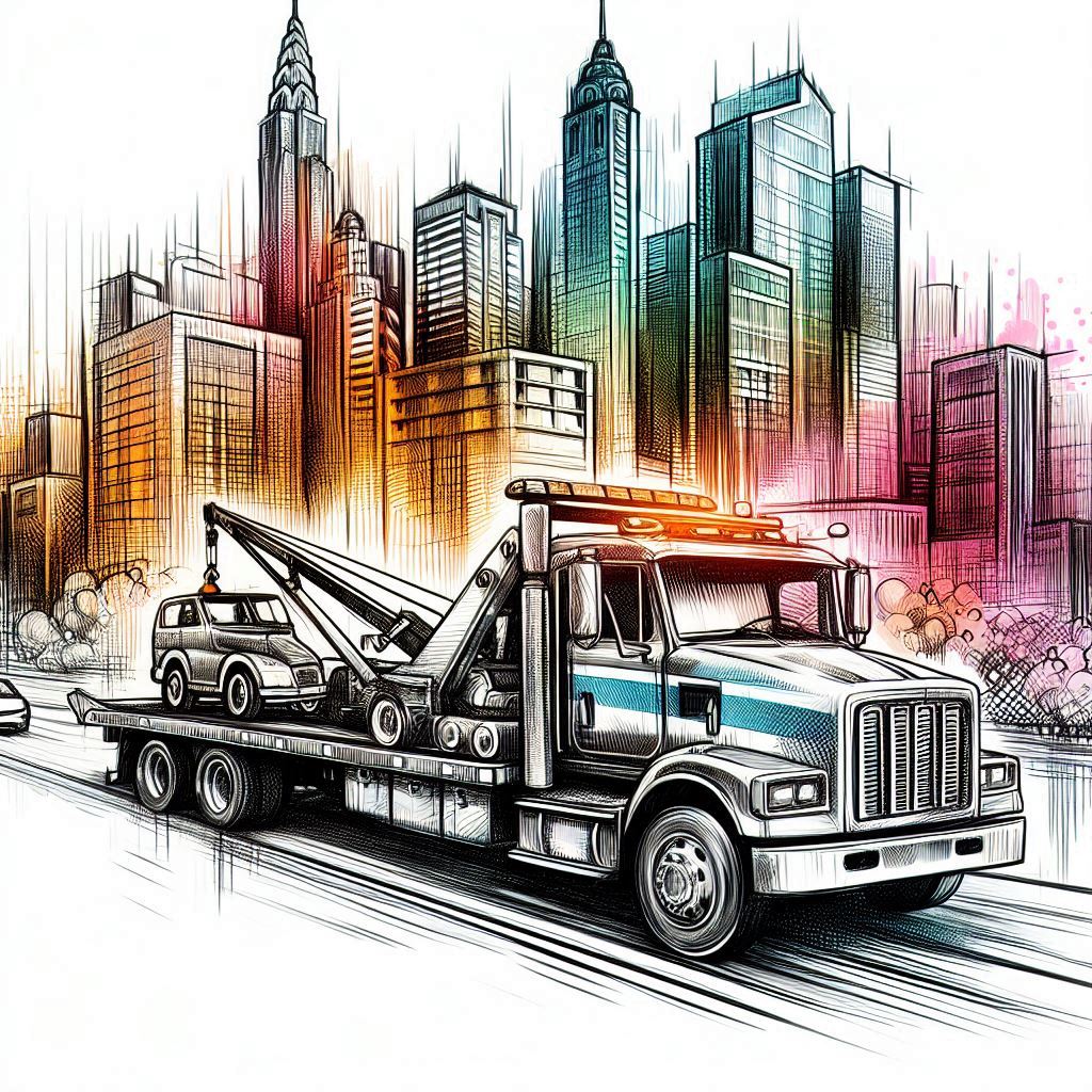Tow truck in the city